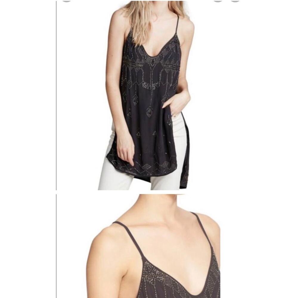 Free People Beaded Tunic Top Size Small Gothic Gorpcore Whimsical Whimsigoth